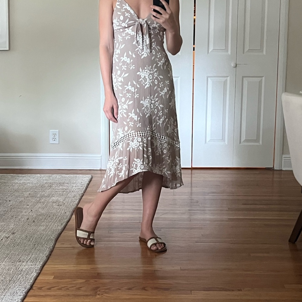 Floral Beige Midi Dress